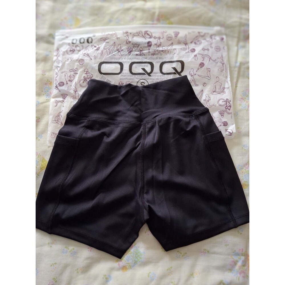 OQQ Women's Small Ribbed Grey Yoga Activewear Workout Shorts